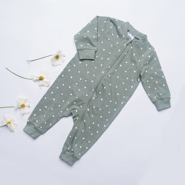 Sleepy Bear Polka Dot Baby Romper