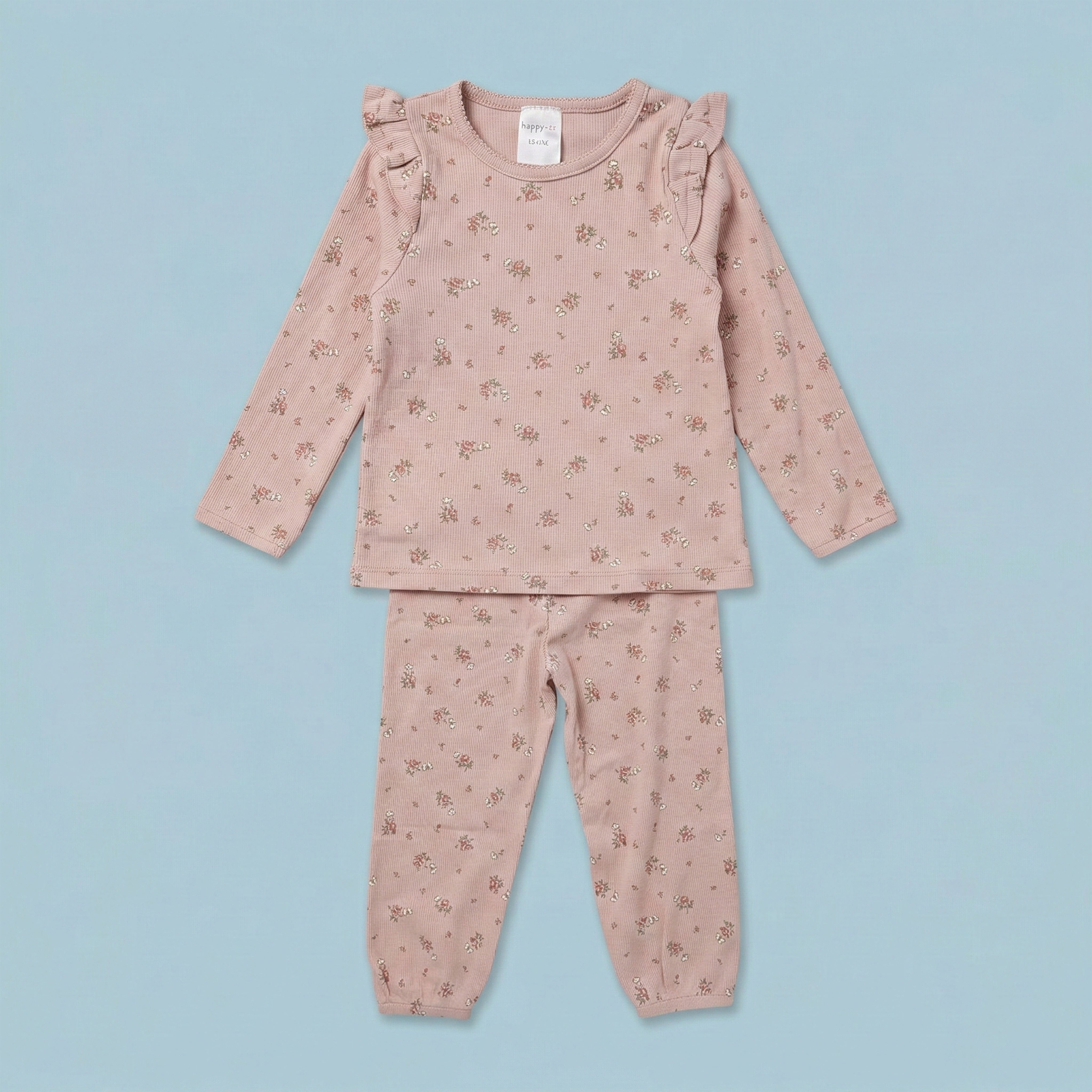 Blush Blossom Ruffle Long-Sleeve Top & Pant Set