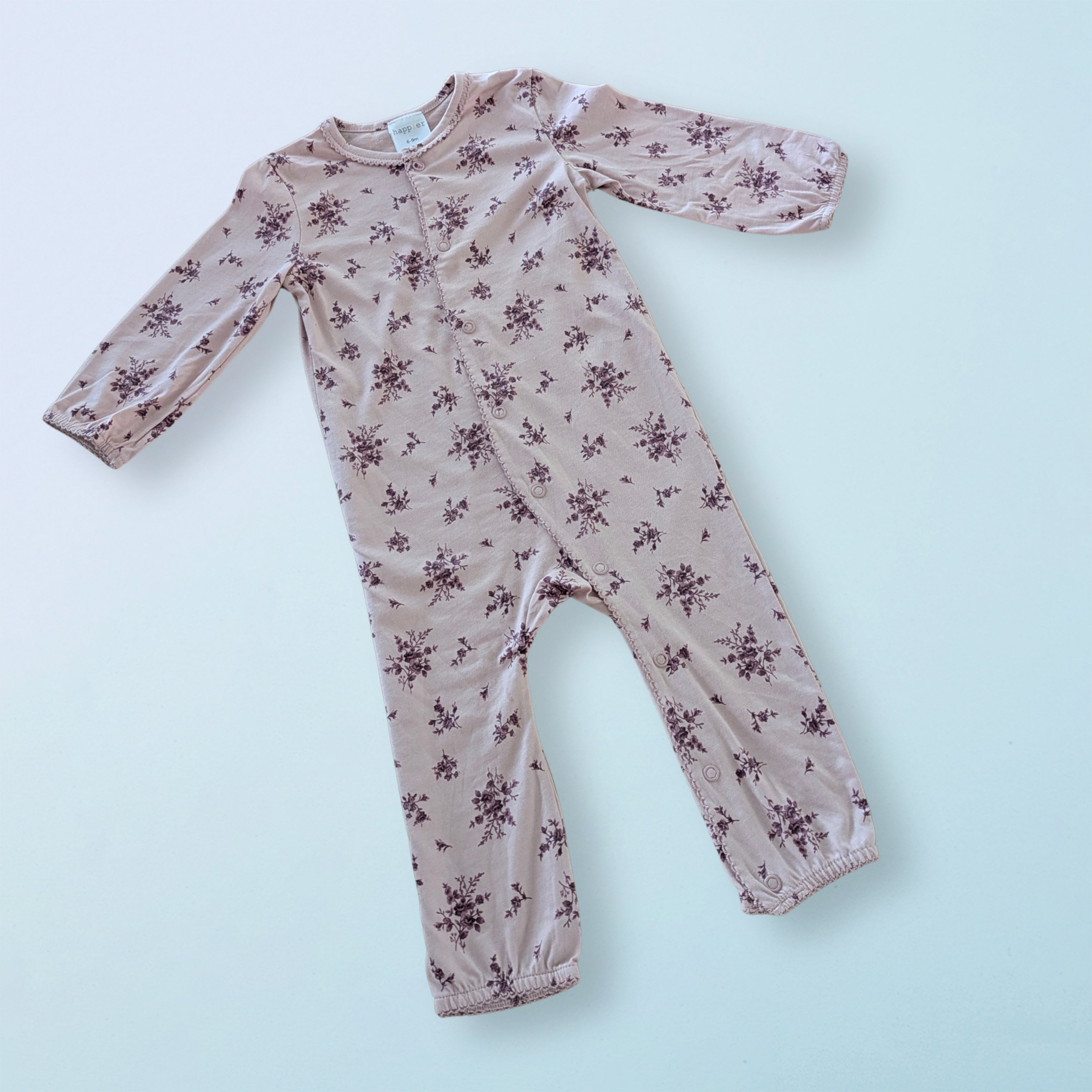 Soft Floral Long-Sleeve Baby Romper