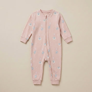 Blush Balloon Bunny Baby Romper - Soft Blush Pink