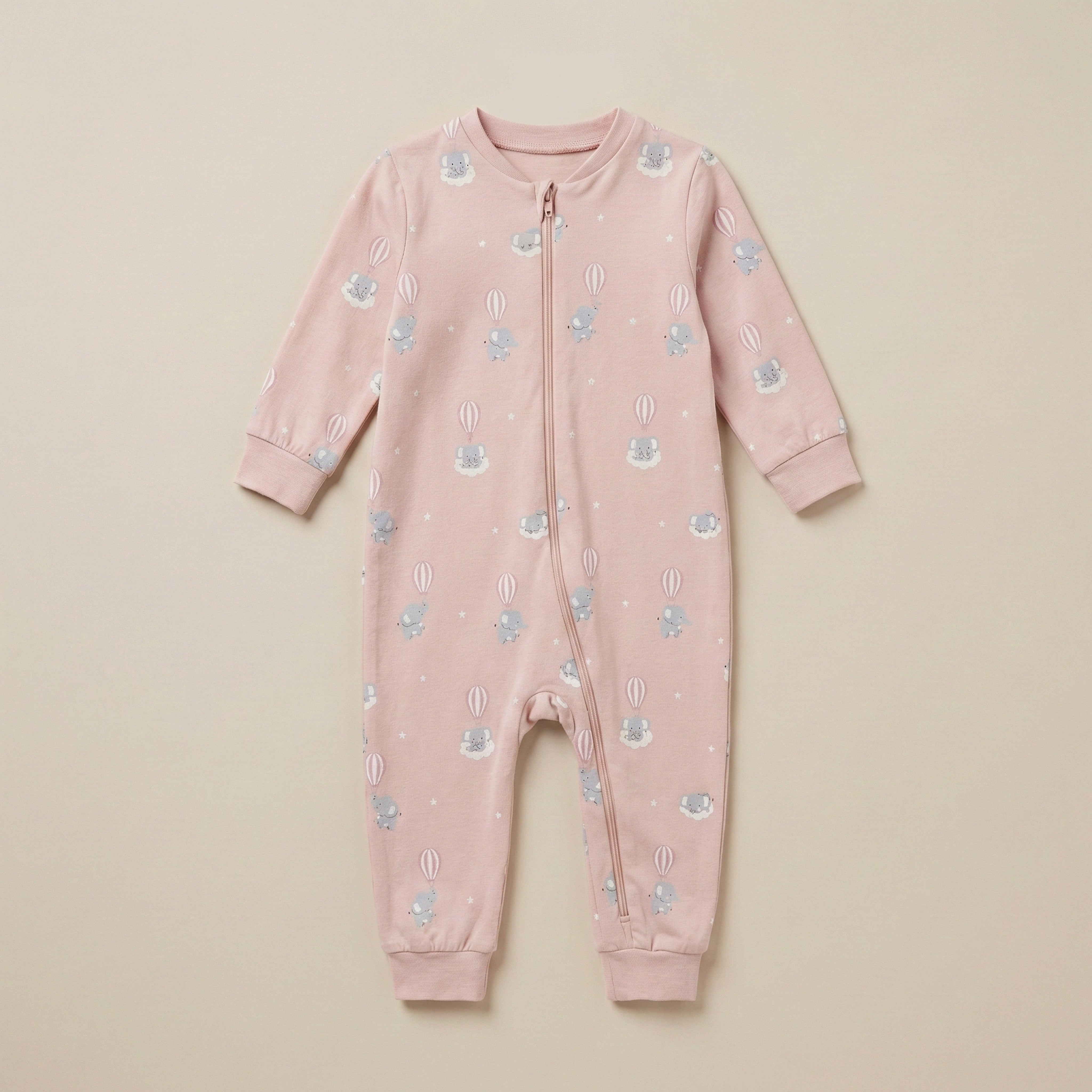 Blush Balloon Bunny Baby Romper - Soft Blush Pink