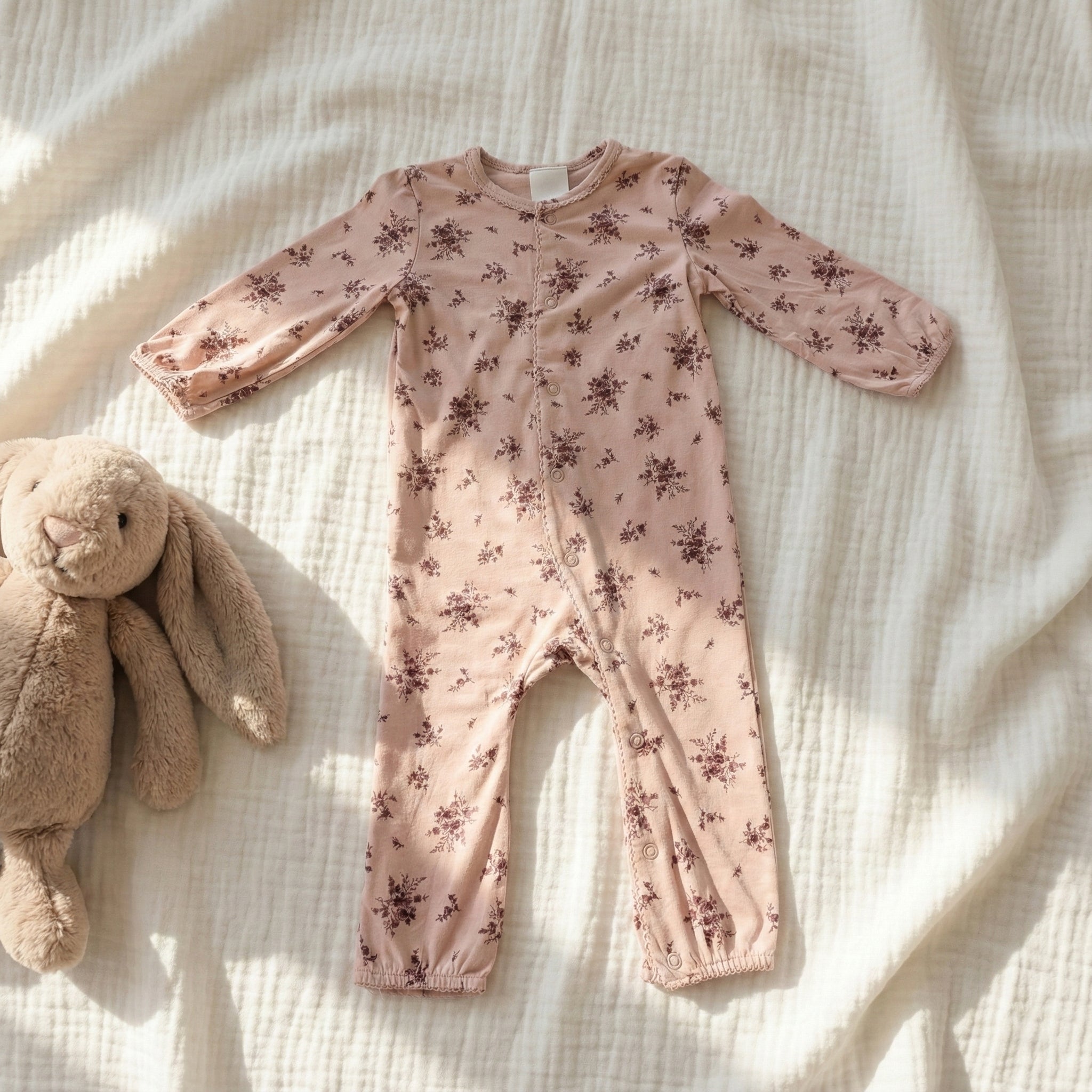 Soft Floral Long-Sleeve Baby Romper