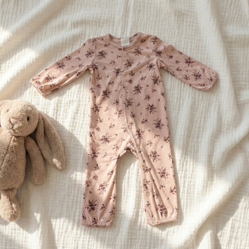 Soft Floral Long-Sleeve Baby Romper