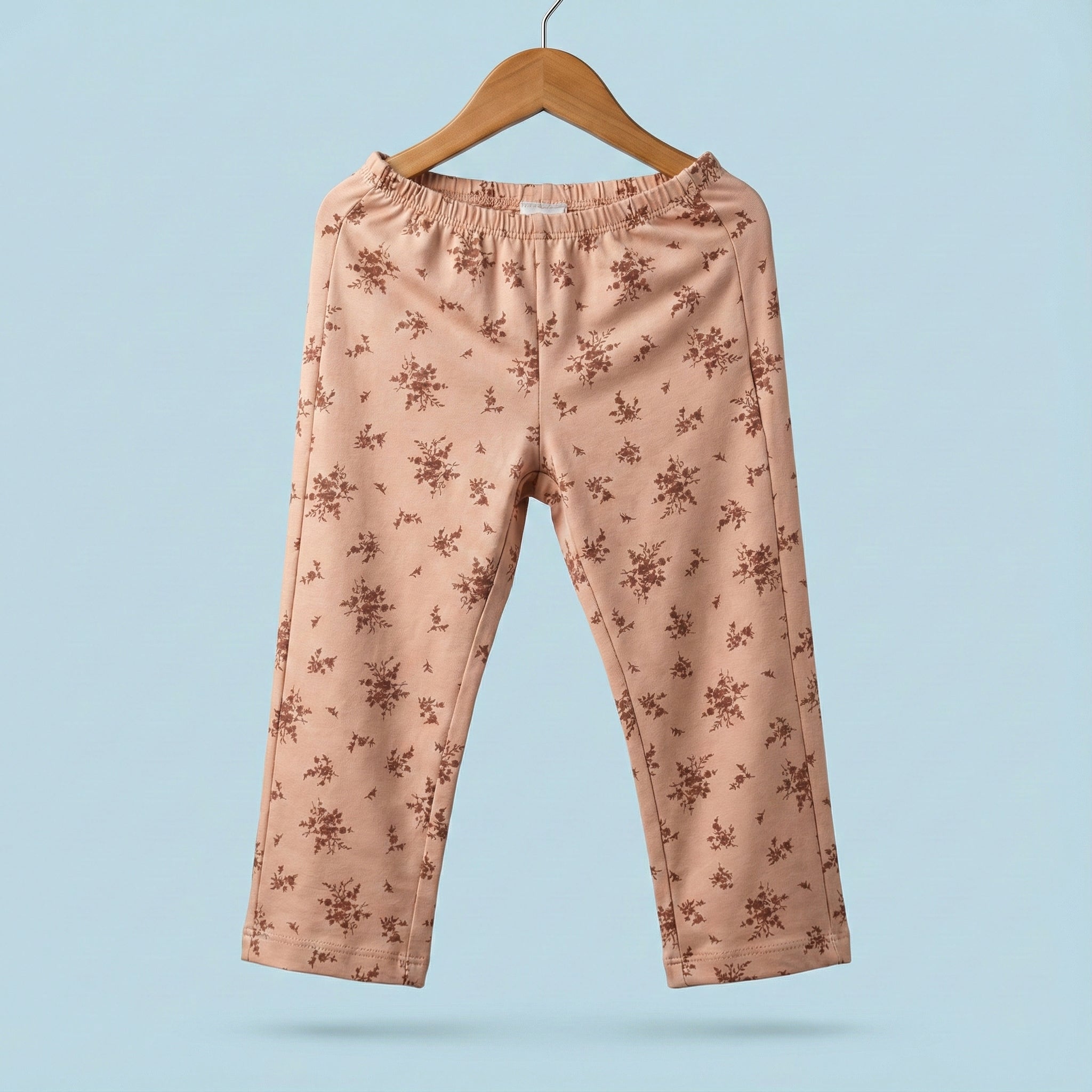 Peach Floral Cotton Two-Piece Set for Girls