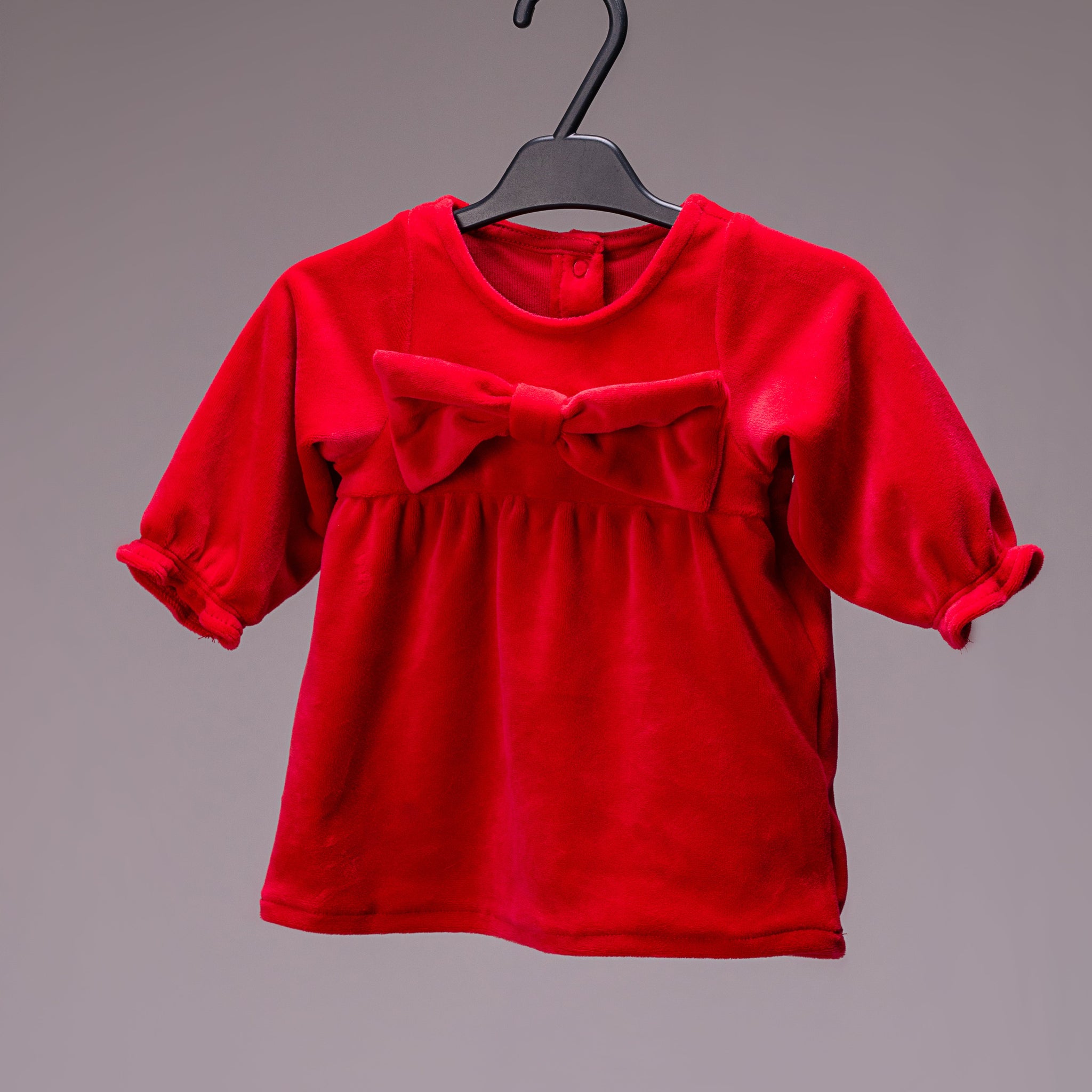 Velvet Bow Red Baby Girls’ Dress Frock