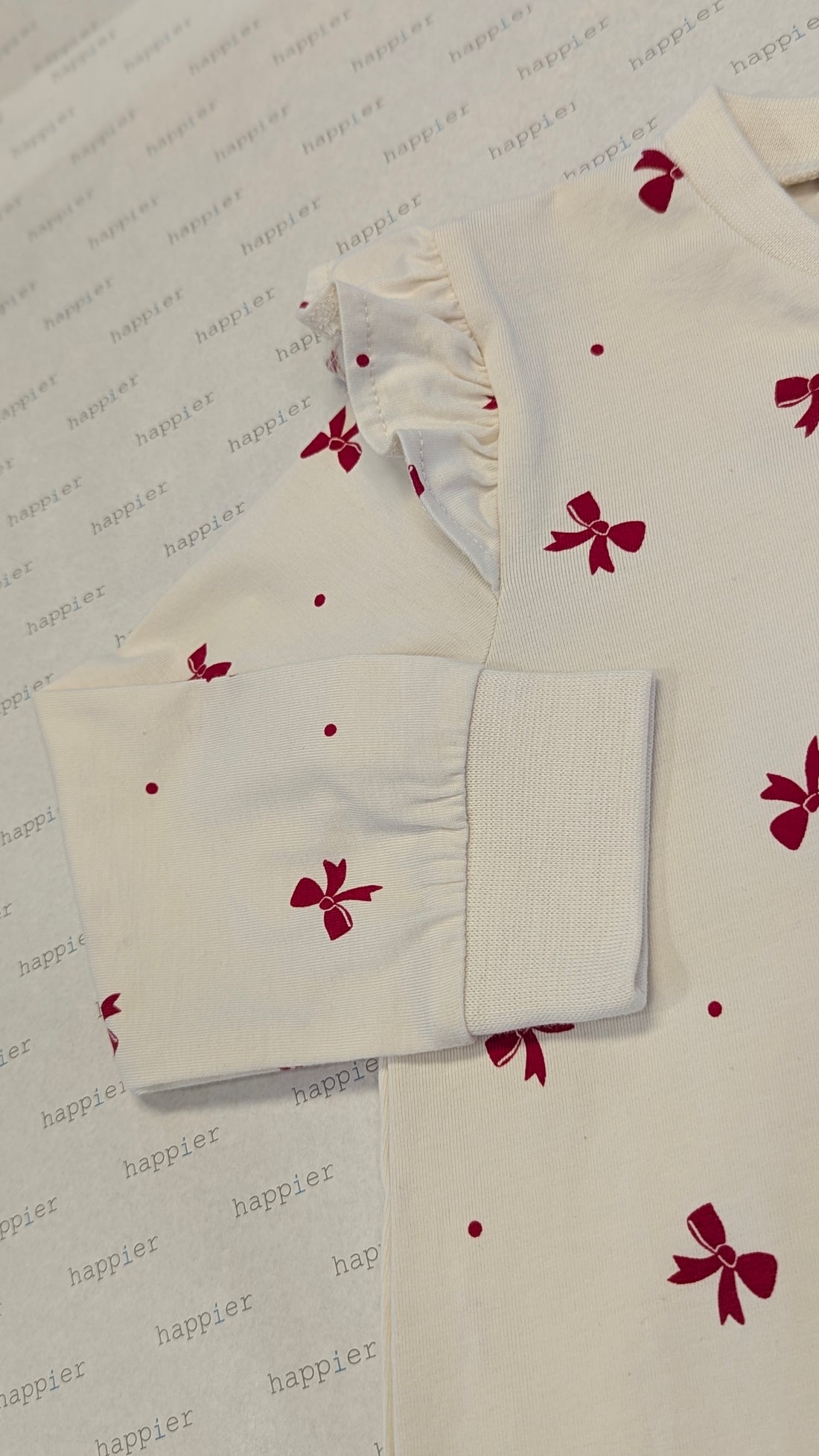 White Bow-Printed Ruffle Baby Romper