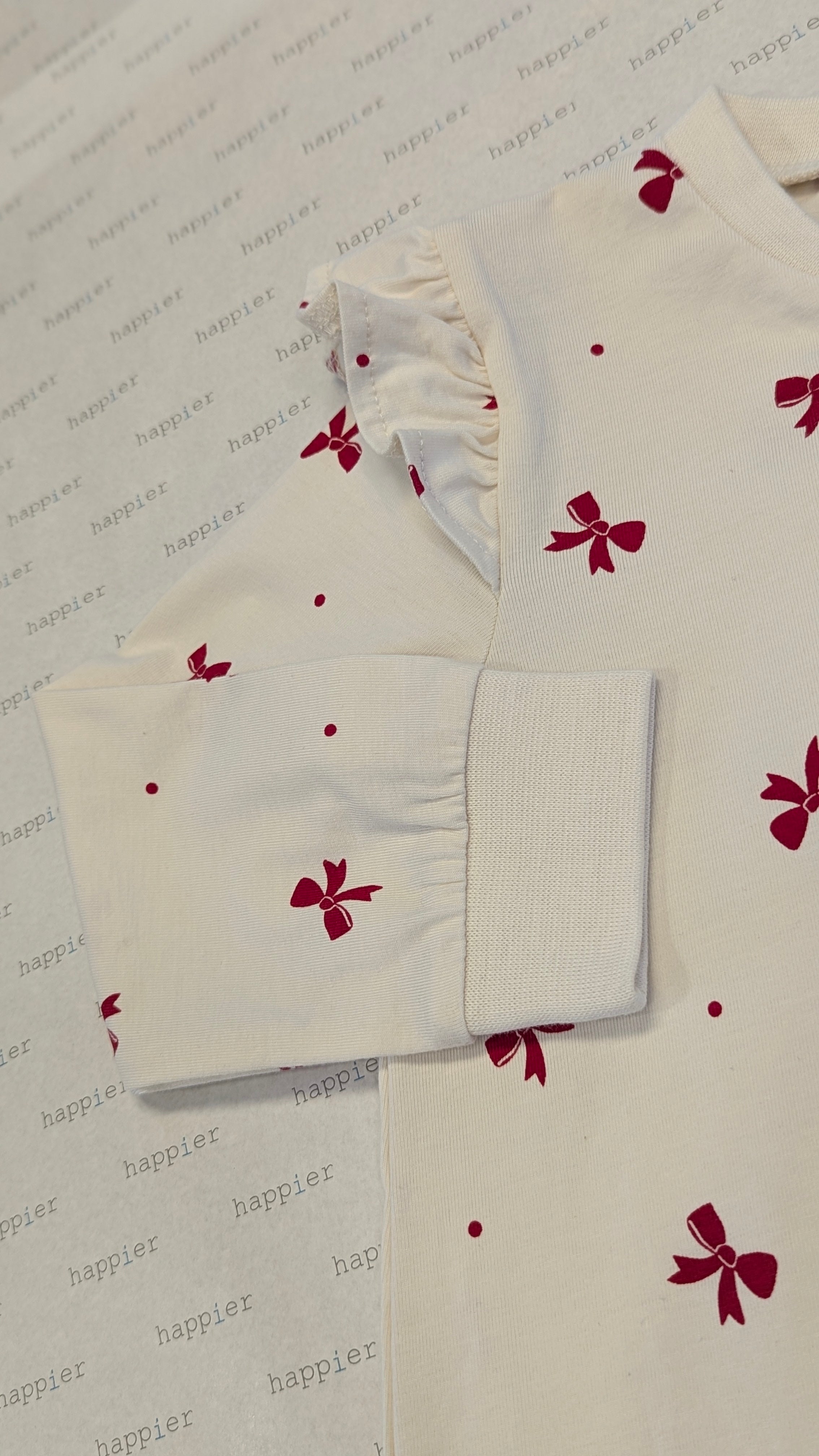 White Bow-Printed Ruffle Baby Romper