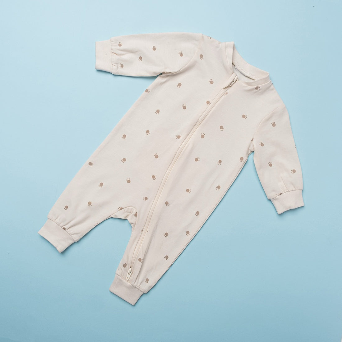 Beige Baby Romper with Minimal Acorn Print