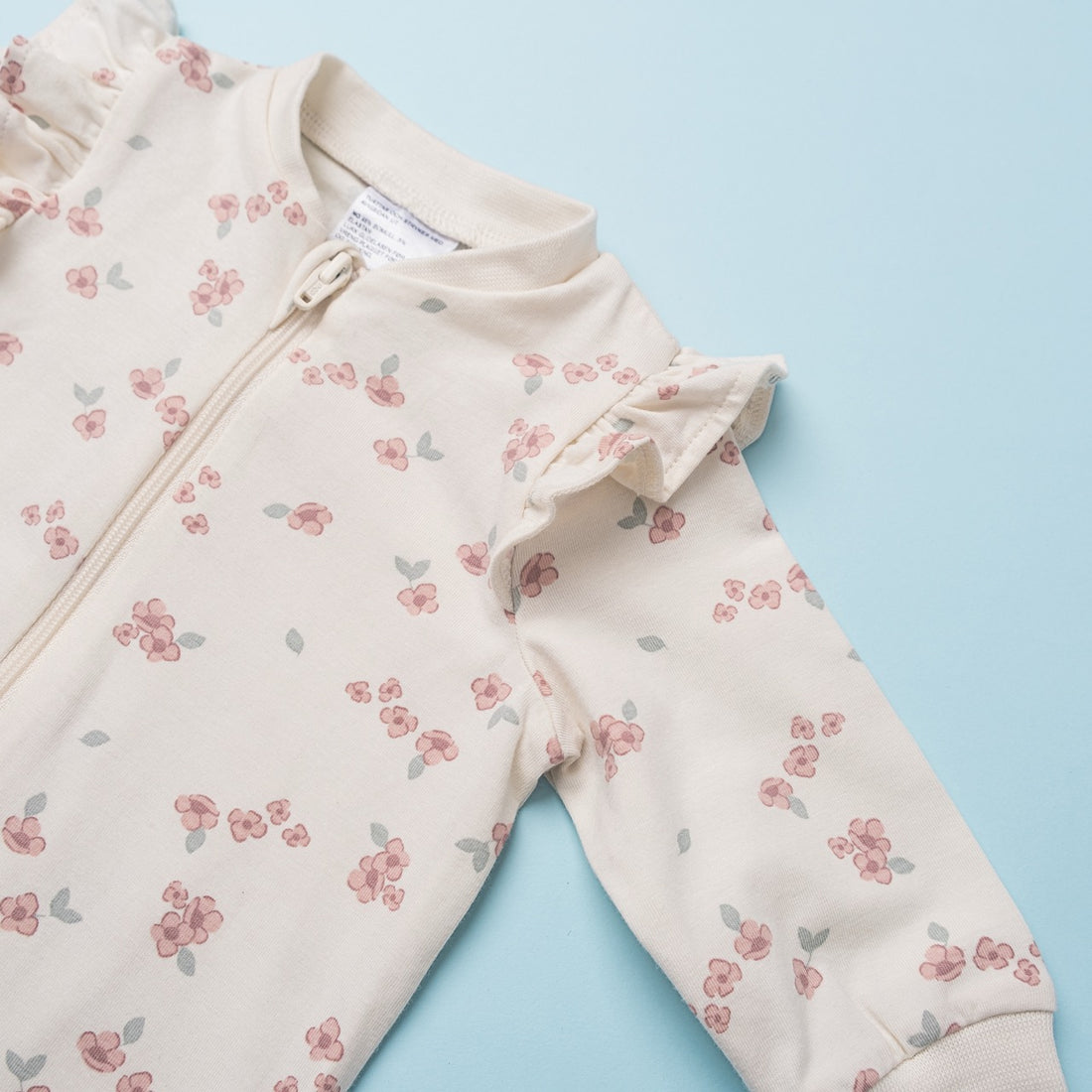 Cream Floral Ruffle Baby Romper