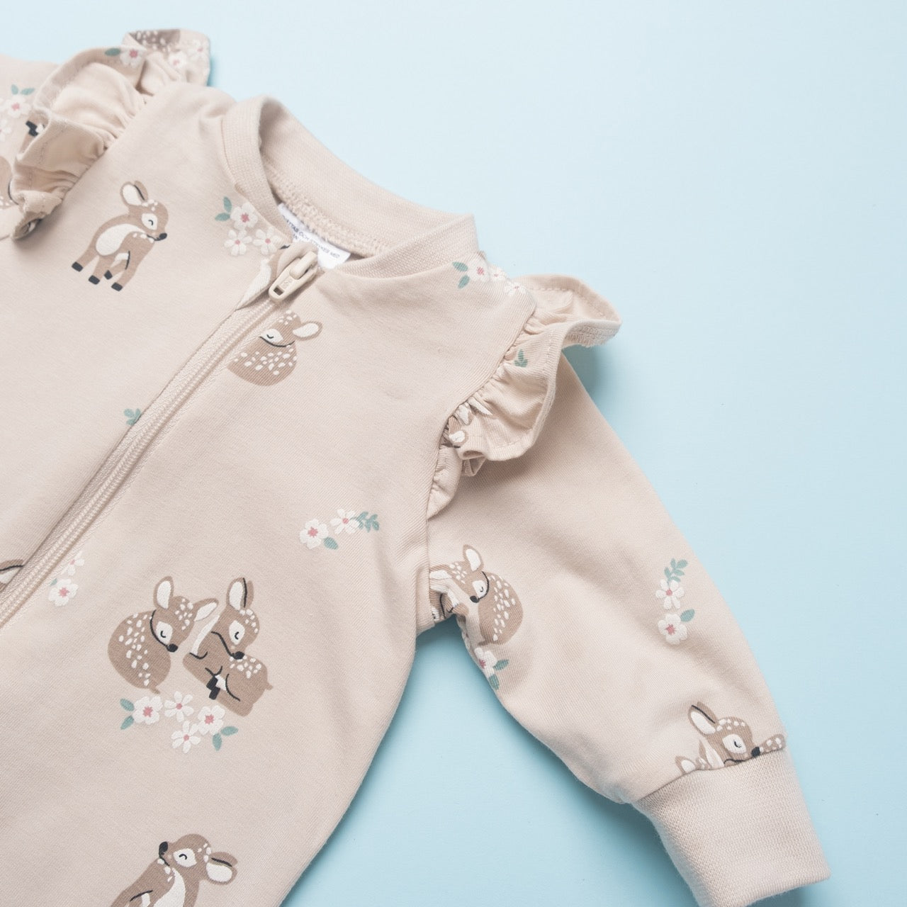 Forest Fawn Ruffle Footed Romper