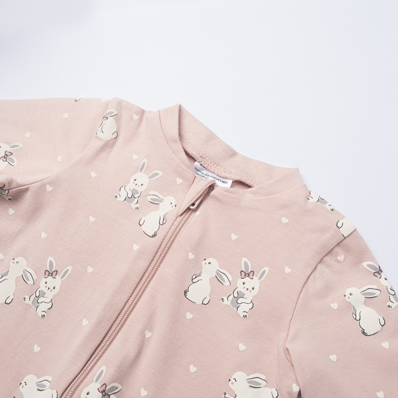 Blush Pink Bunny Zip-Up Baby Romper