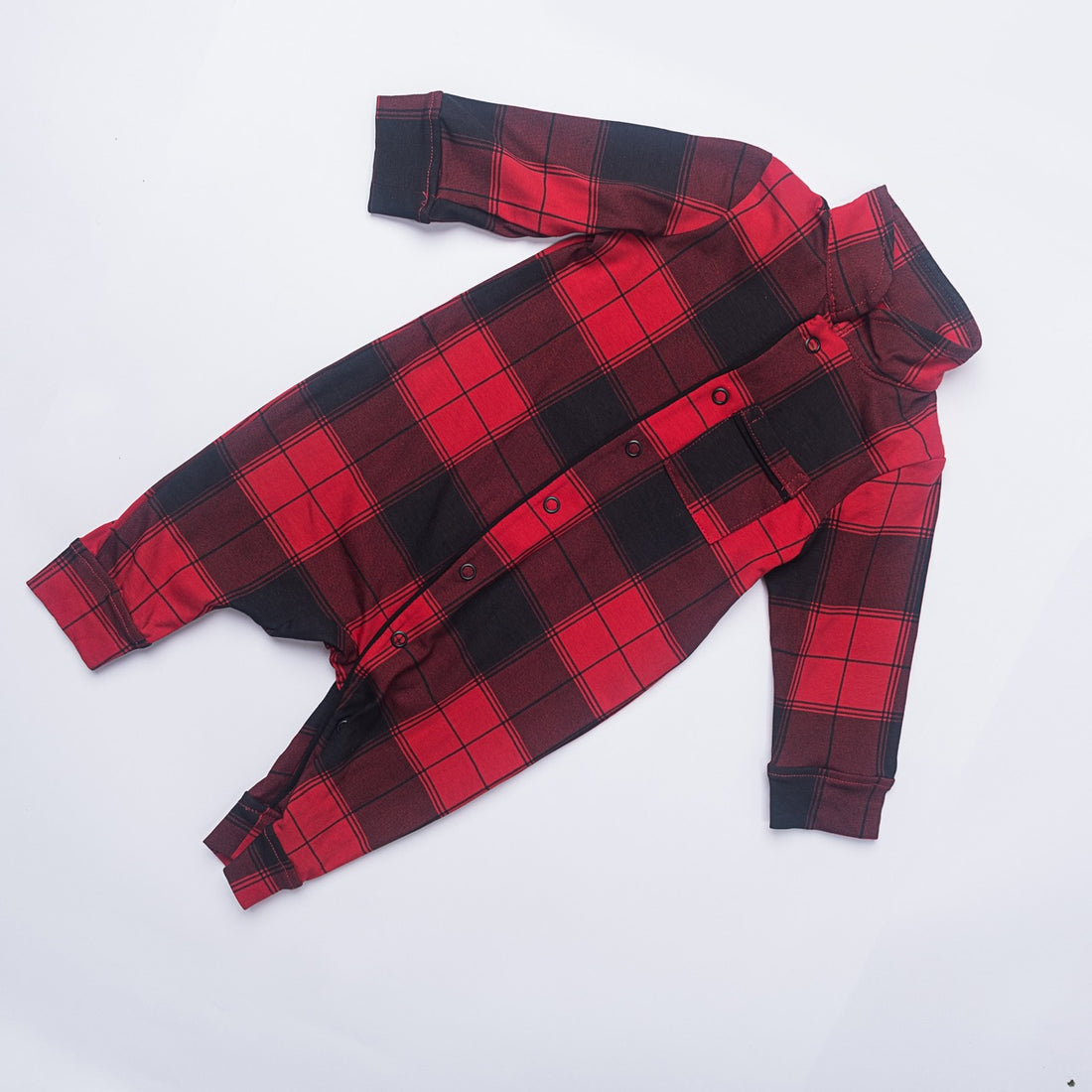 Classic Red & Black Plaid Romper