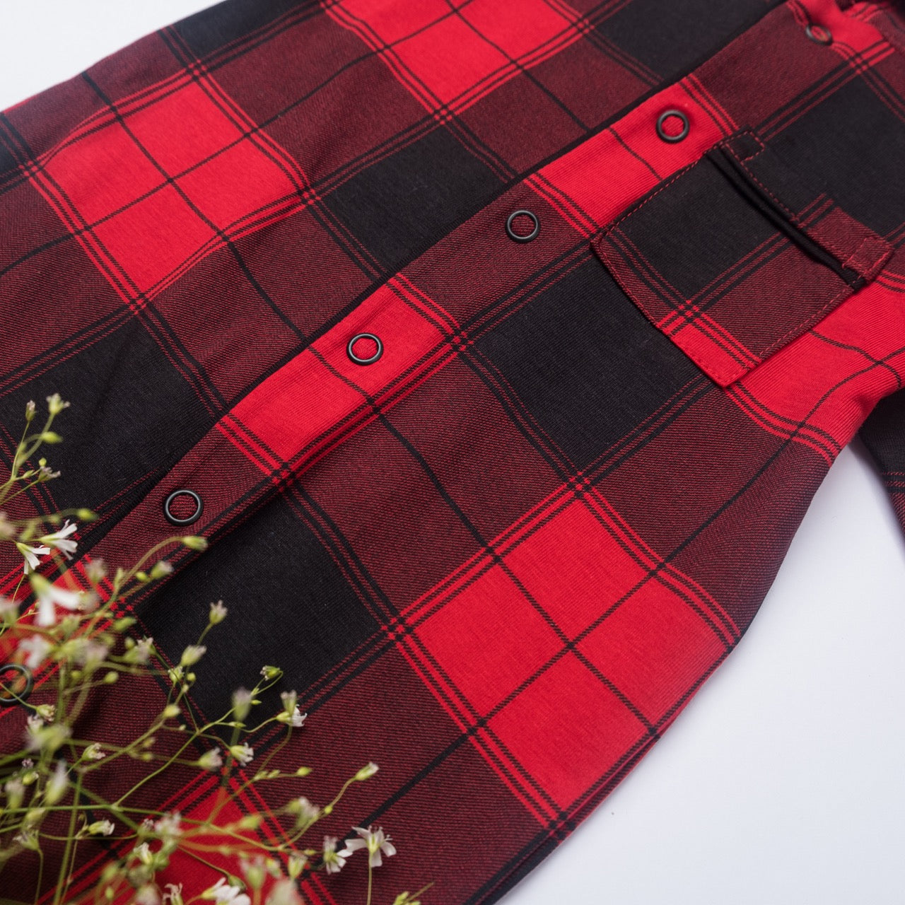 Classic Red & Black Plaid Romper