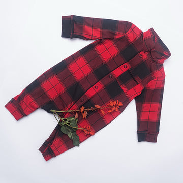 Classic Red & Black Plaid Romper