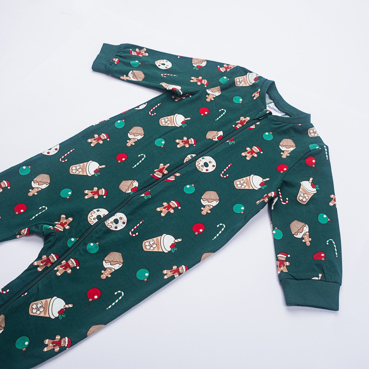 Festive Holiday Baby Romper – Full Sleeve, Zipper Front