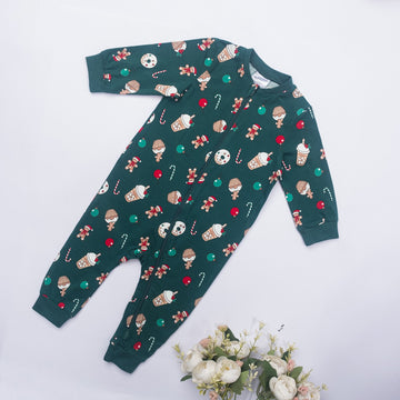 Festive Holiday Baby Romper – Full Sleeve, Zipper Front