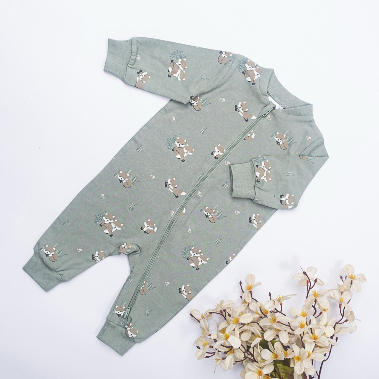 Forest Friends Green Baby Romper
