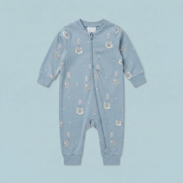 Sky Elephant Adventures Zip-Up Baby Romper