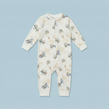 Vintage Airplane Organic Cotton Baby Romper