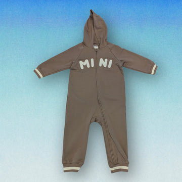 Cozy Cotton Mini Hooded Baby Jumpsuit – Brown