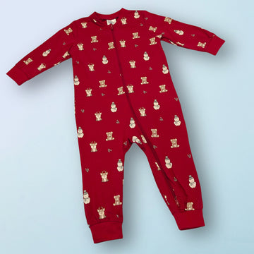 Festive Red Christmas Bear Romper